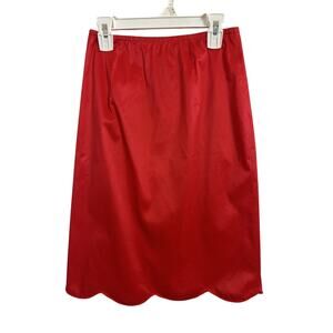 Vtg 70s Red Nylon Slip Skirt Size XS Talon Zipper Made in USA Valentine’s Retro